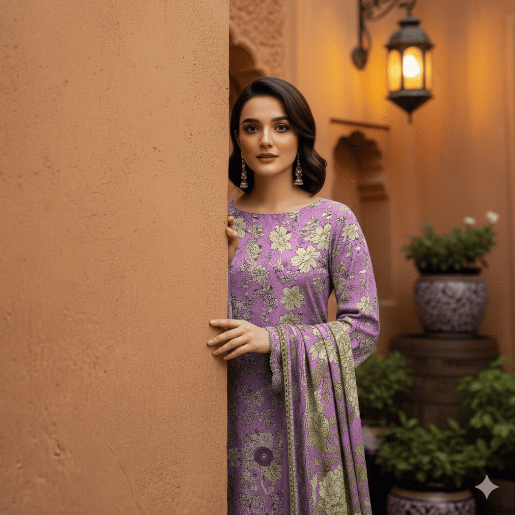 Unstitched Printed Karandi 3 Piece