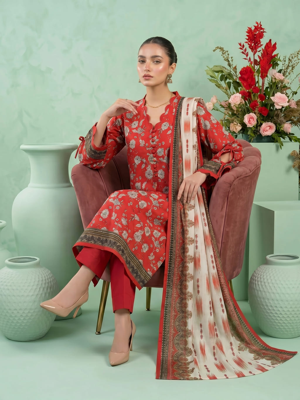 Unstitched Printed Lawn 3 Piece