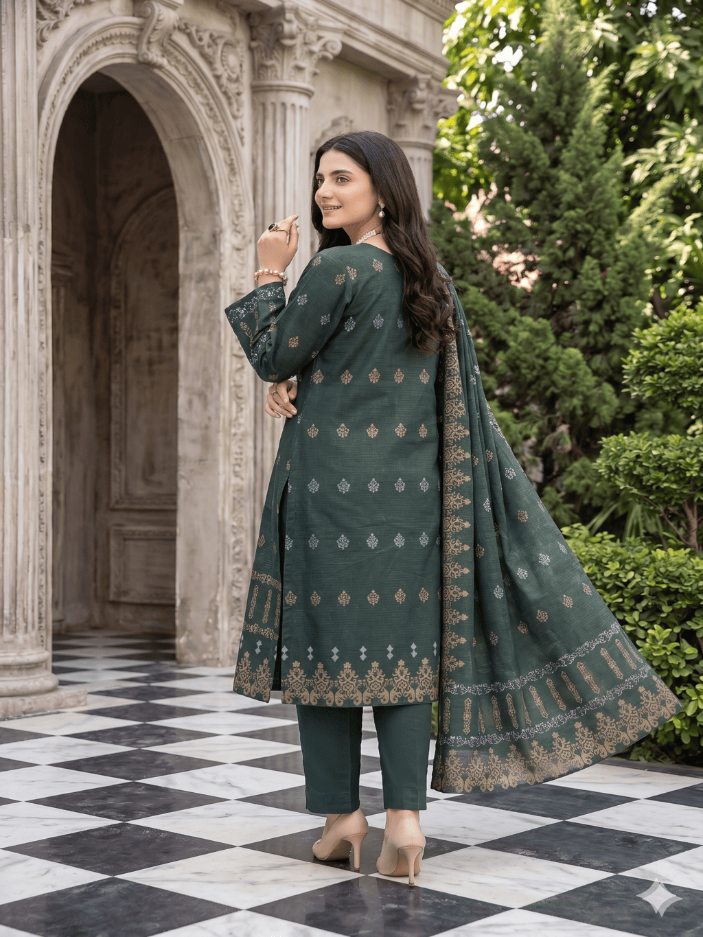 Jacquard Brosha Lawn 3 Piece Suit Unstitched