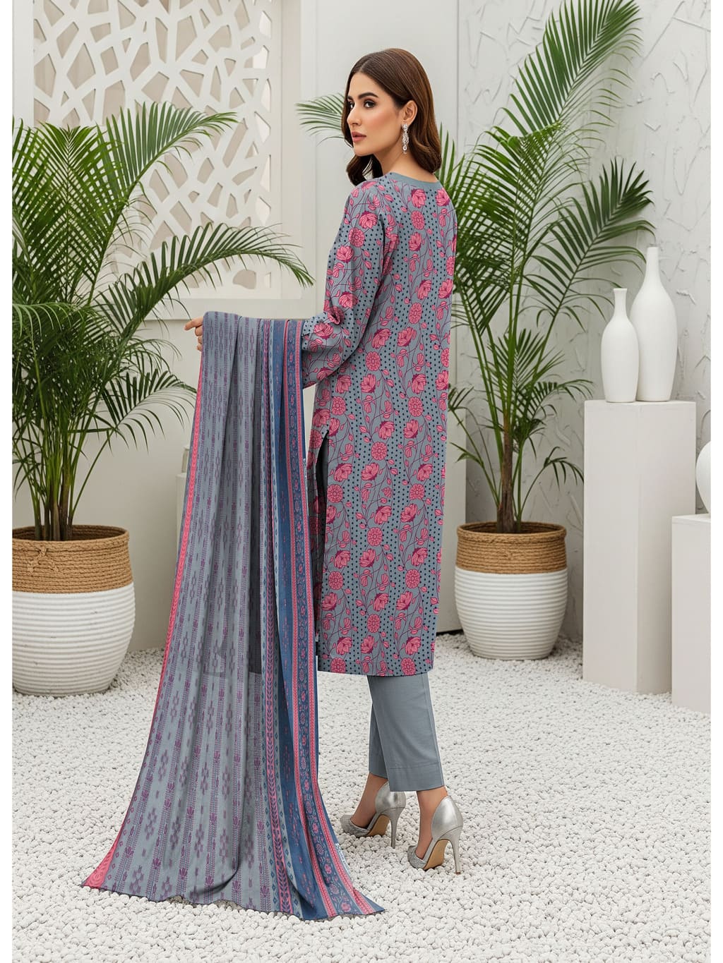 Unstitched Printed Lawn 3 Piece
