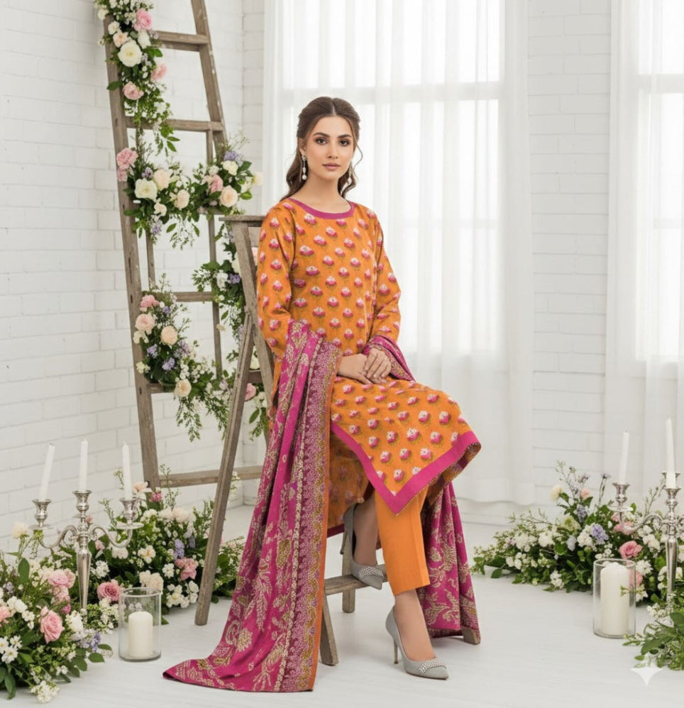 Unstitched Printed Lawn 3 Piece