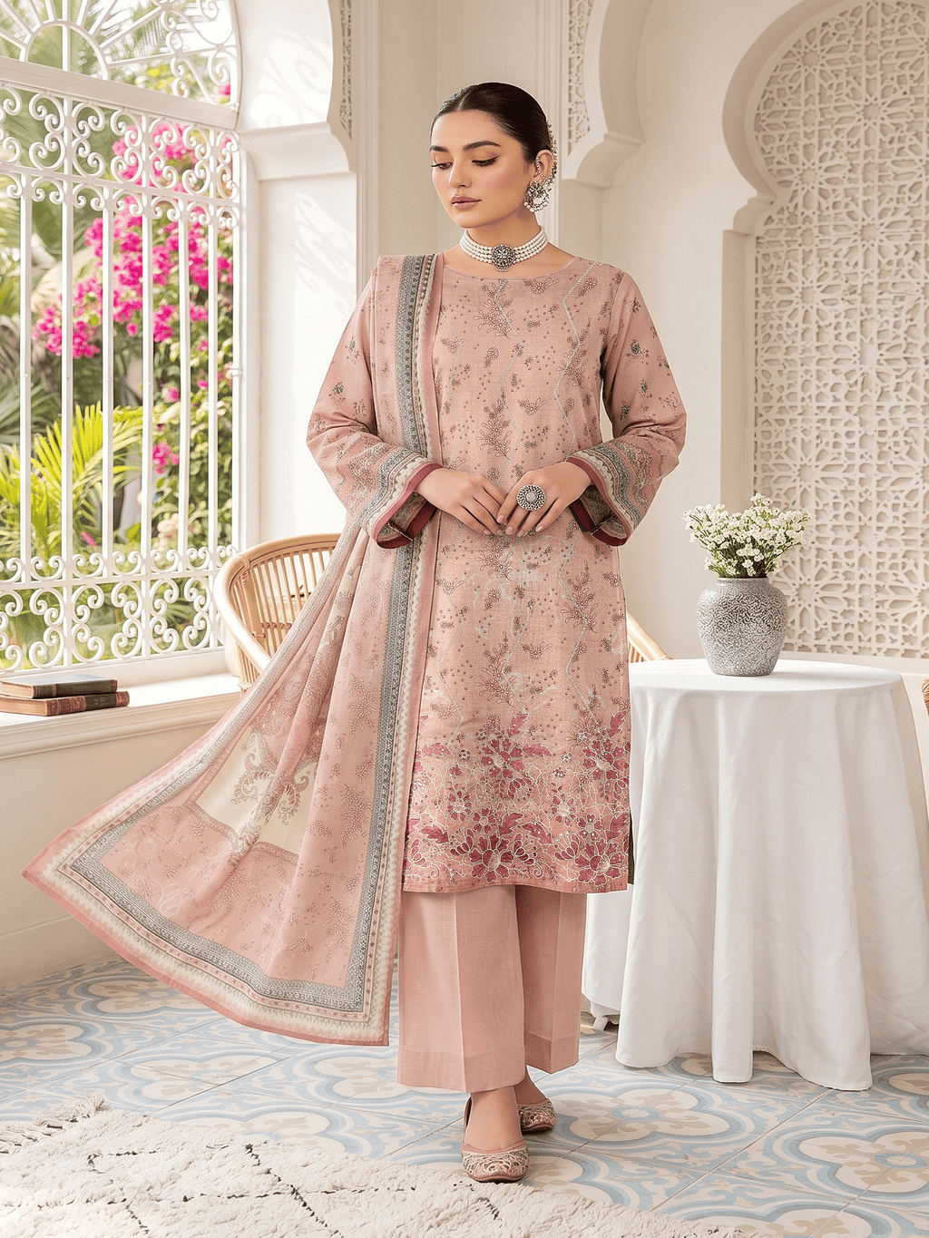 Unstitched Printed Lawn 3 Piece Suit