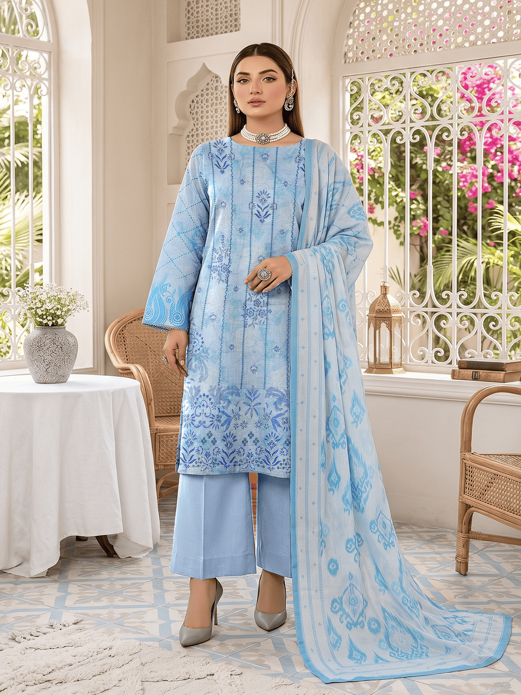 Unstitched Printed Lawn 3 Piece Suit