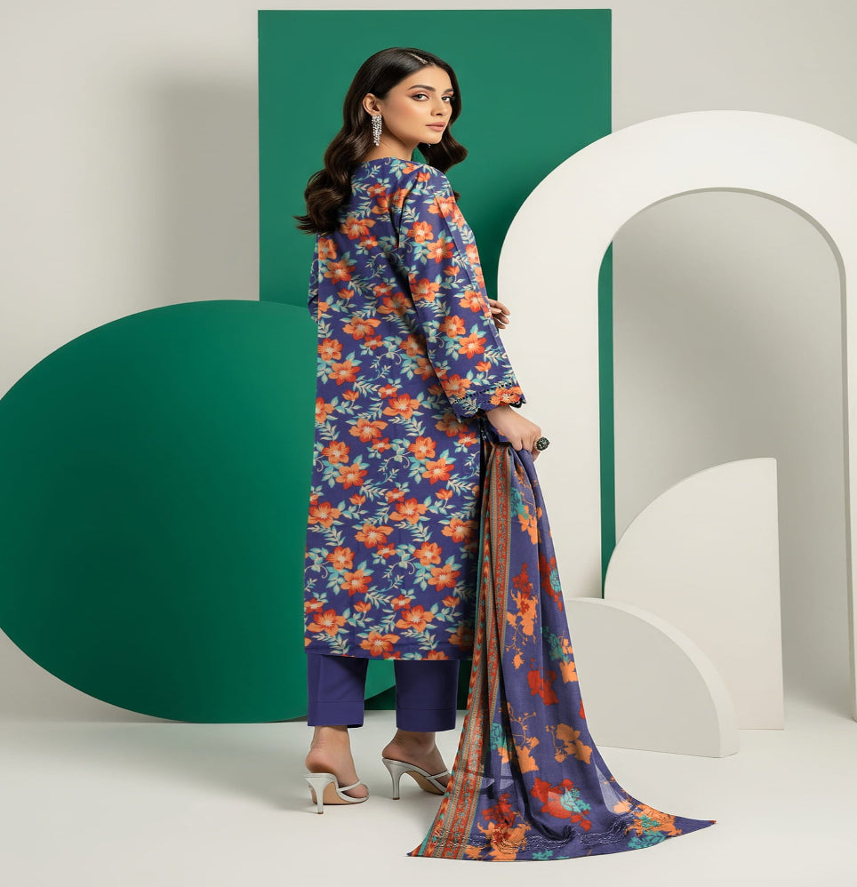 Unstitched Printed Lawn 3 Piece