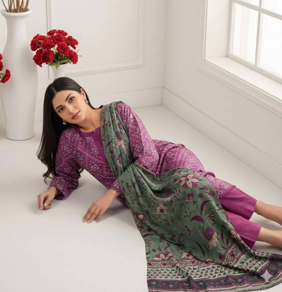 Unstitched Printed Lawn 3 Piece
