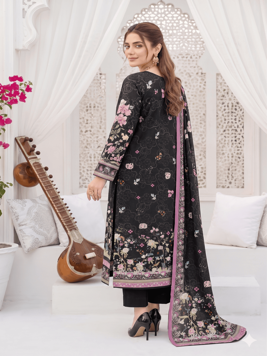 Unstitched Printed Lawn 3 Piece Suit