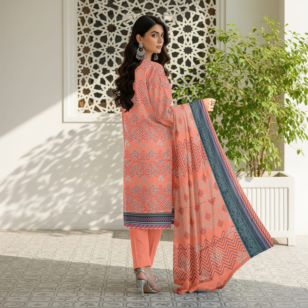 Unstitched Printed Karandi 3 Piece