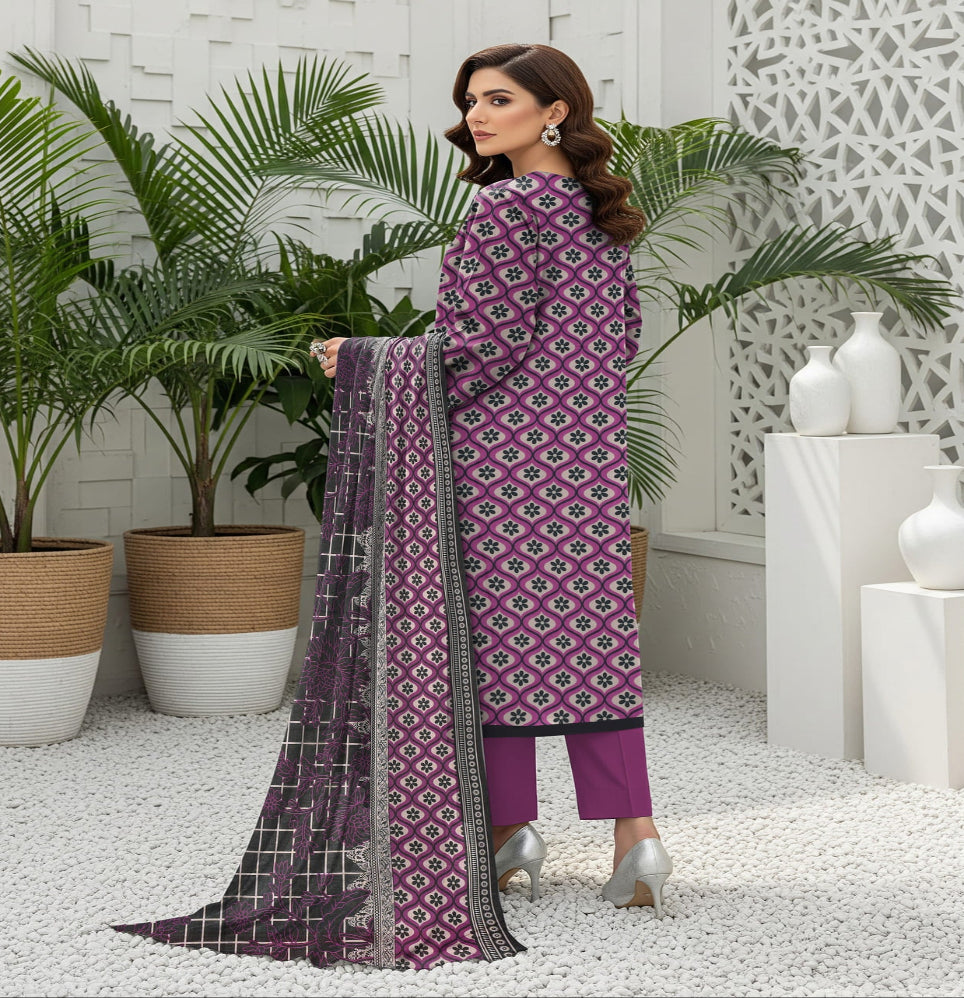 Unstitched Printed Lawn 3 Piece