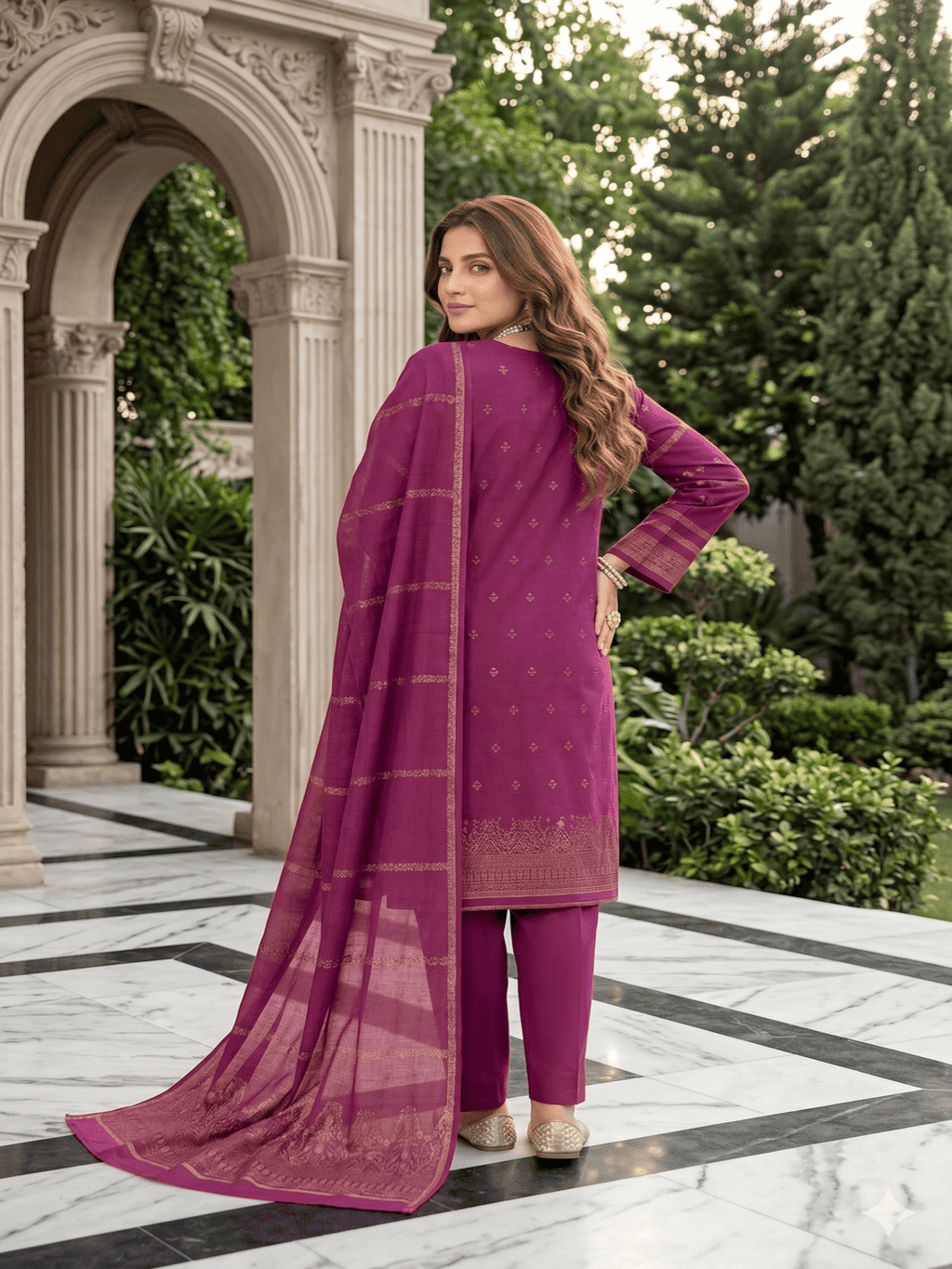Jacquard Brosha Lawn 3 Piece Suit Unstitched