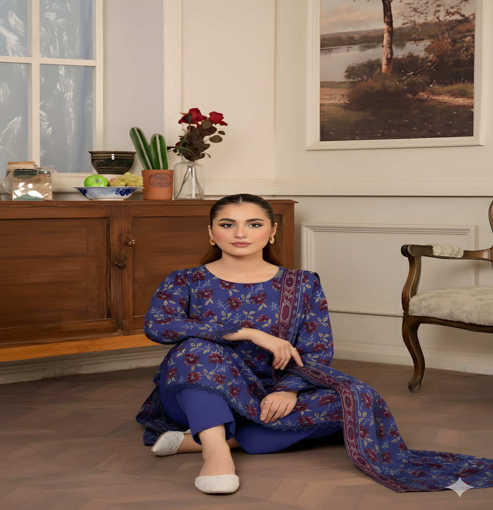 Unstitched Printed Lawn 3 Piece