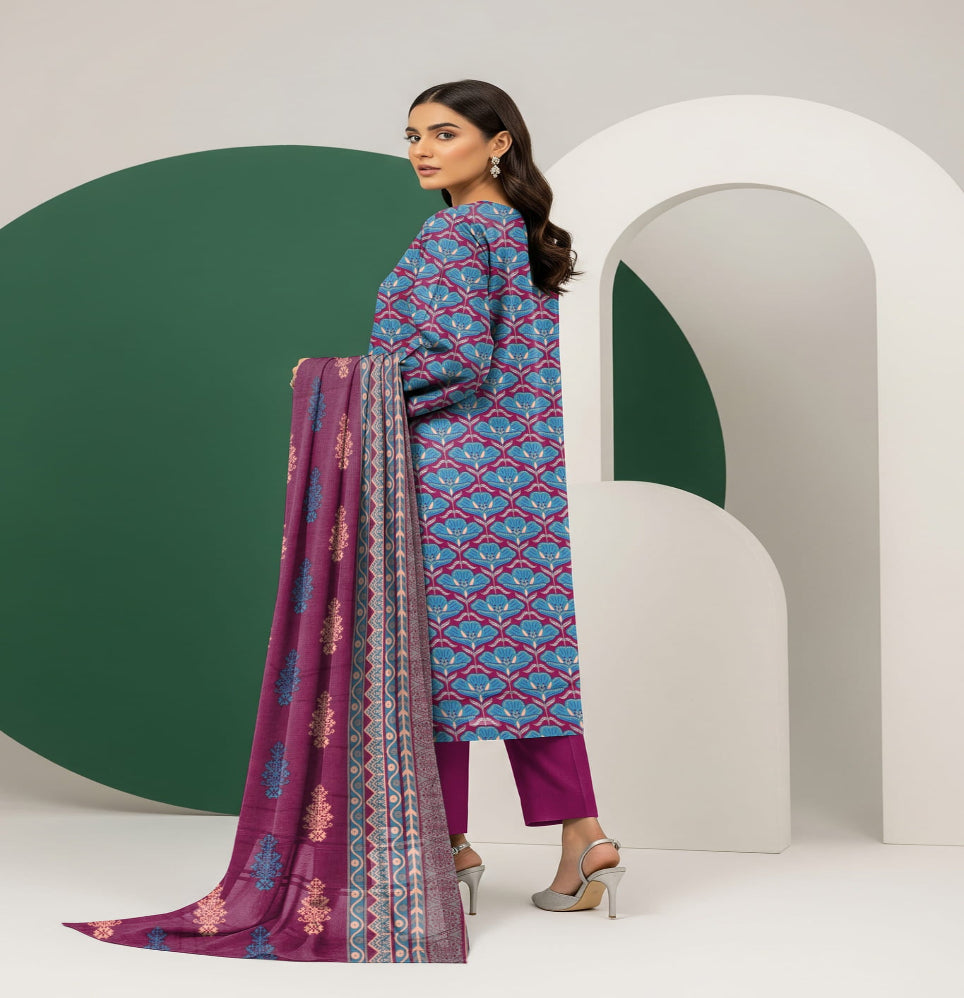 Unstitched Printed Lawn 3 Piece