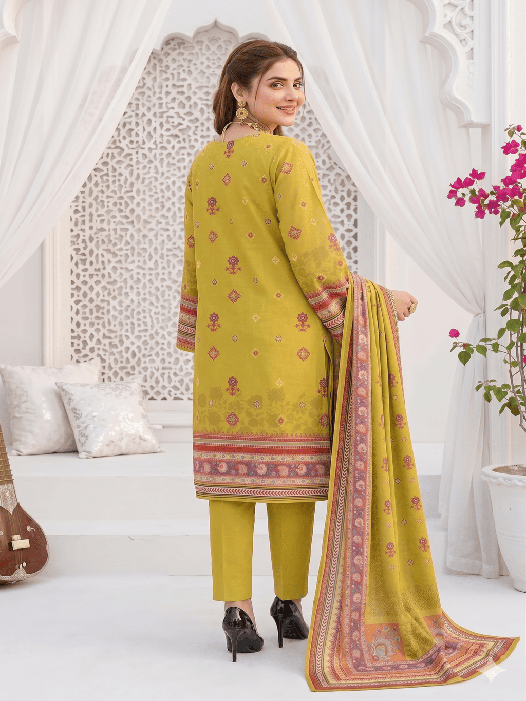 Unstitched Printed Lawn 3 Piece Suit