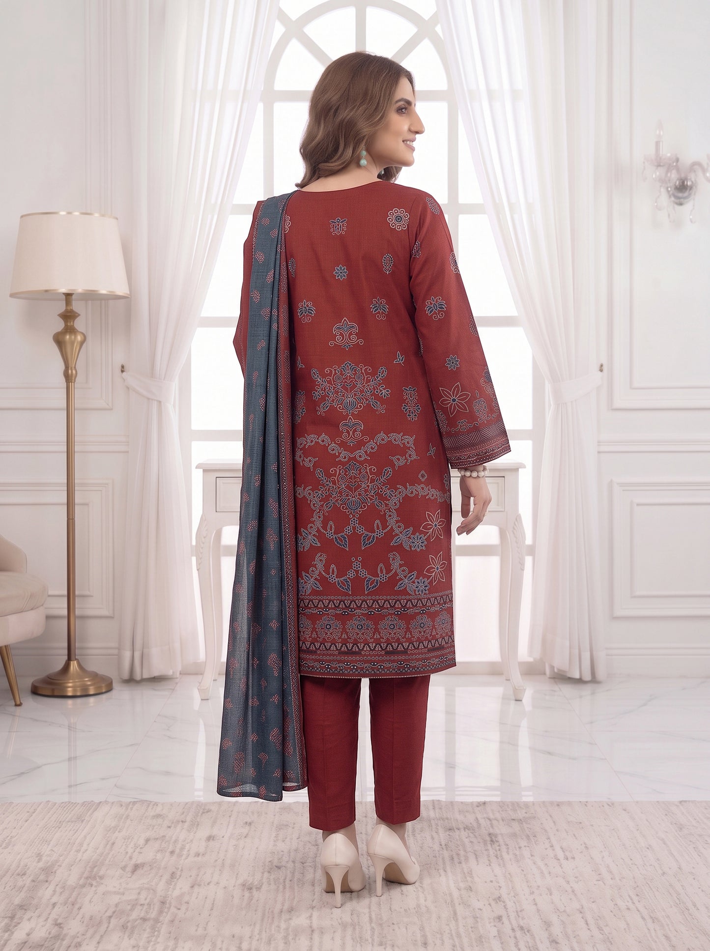 Unstitched Printed Lawn 3 Piece
