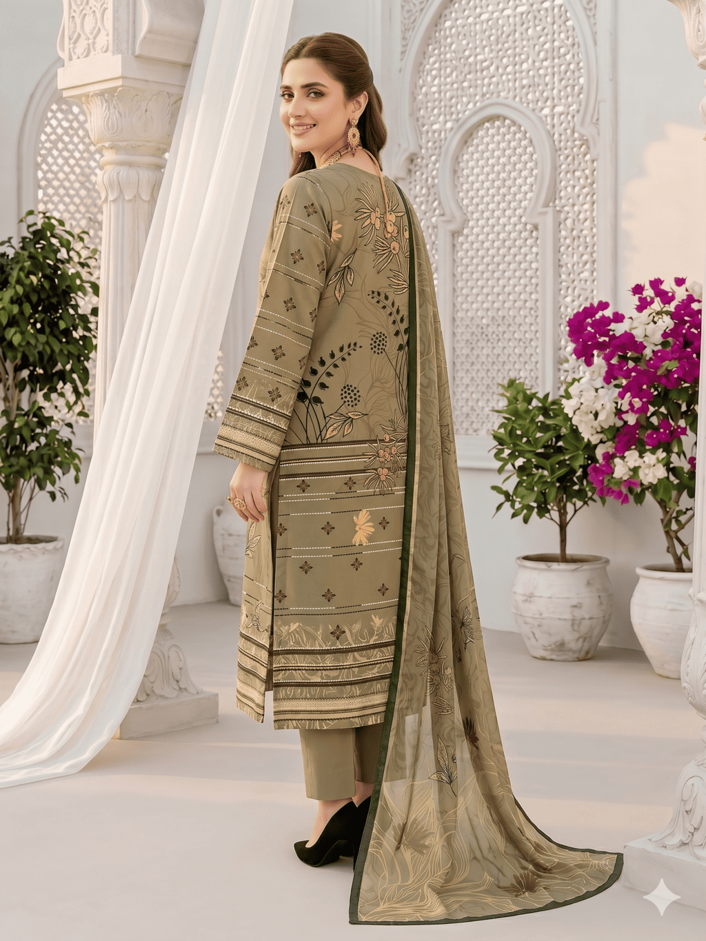Unstitched Printed Lawn 3 Piece Suit