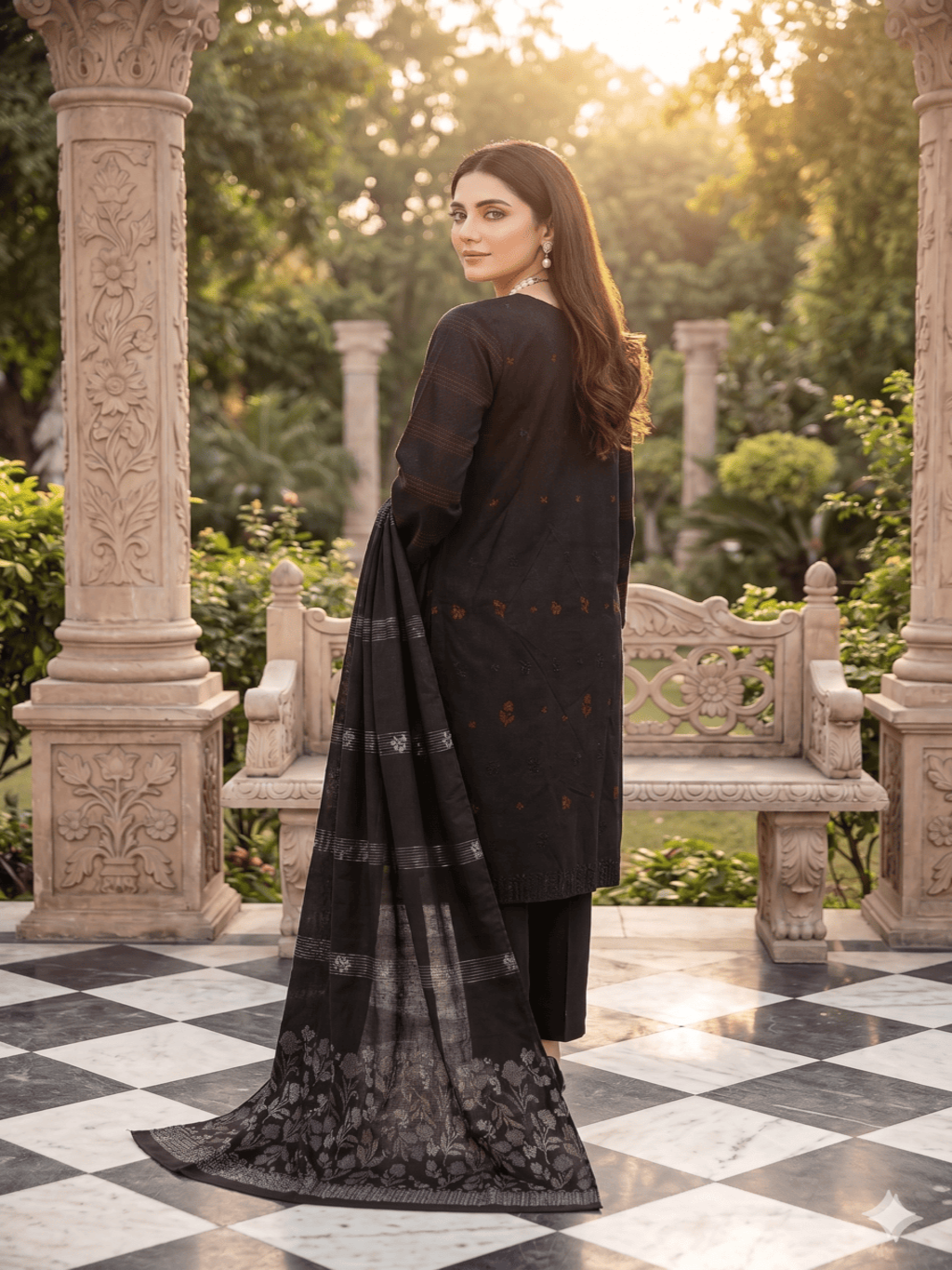 Jacquard Brosha Lawn 3 Piece Suit Unstitched