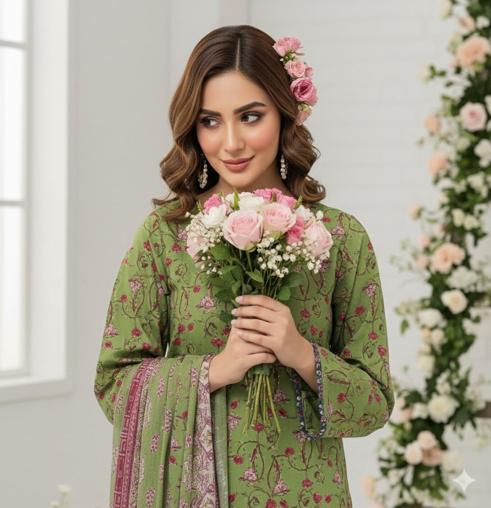 Unstitched Printed Lawn 3 Piece