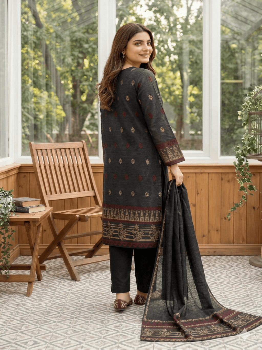 Jacquard Brosha Lawn 3 Piece Suit Unstitched