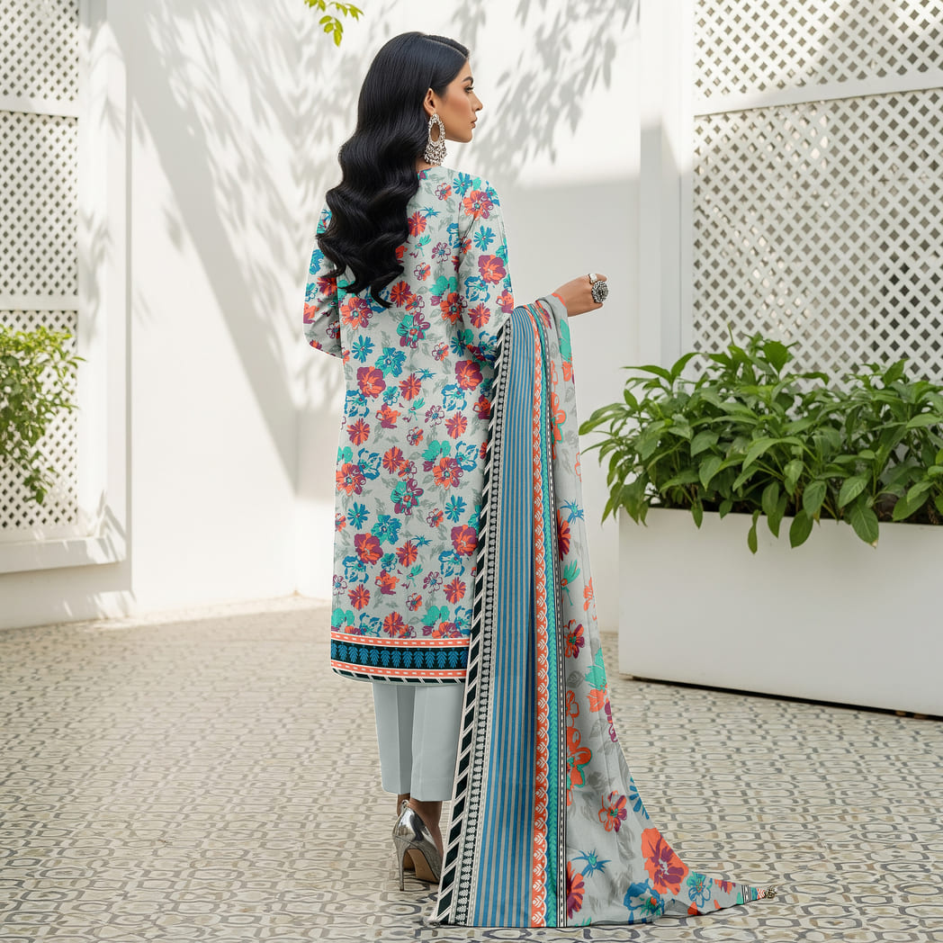 Unstitched Printed Karandi 3 Piece