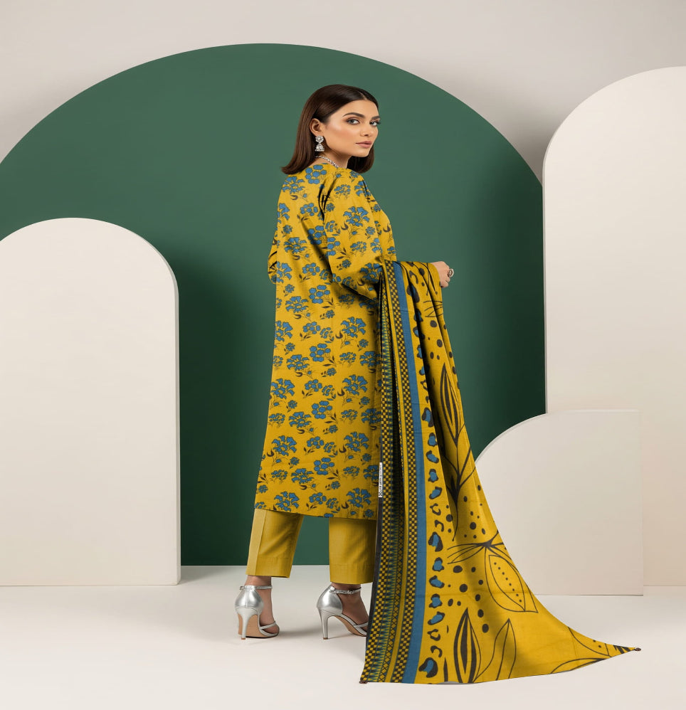 Unstitched Printed Lawn 3 Piece
