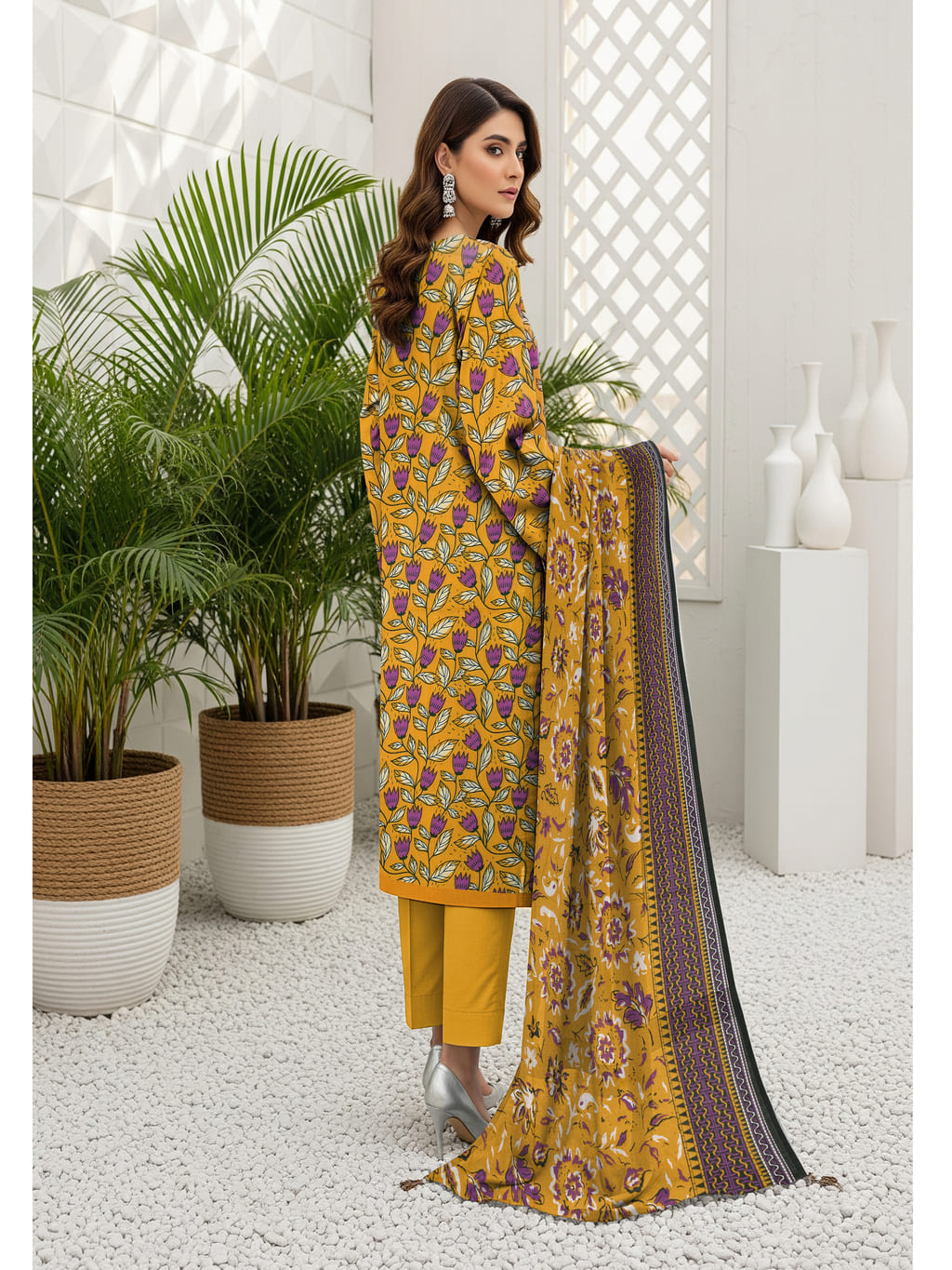 Unstitched Printed Lawn 3 Piece
