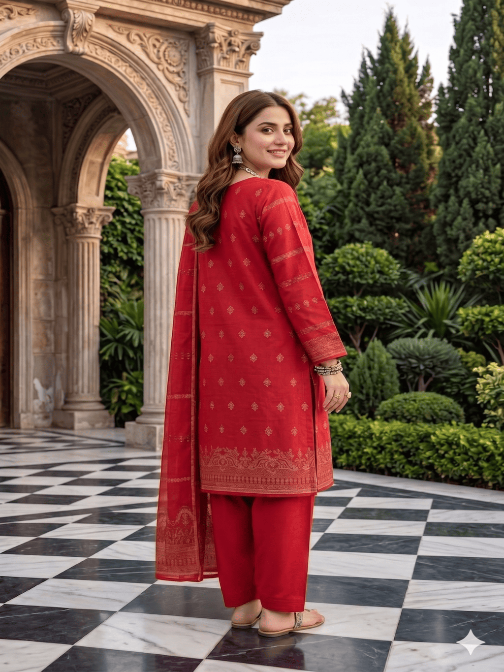 Jacquard Brosha Lawn 3 Piece Suit Unstitched