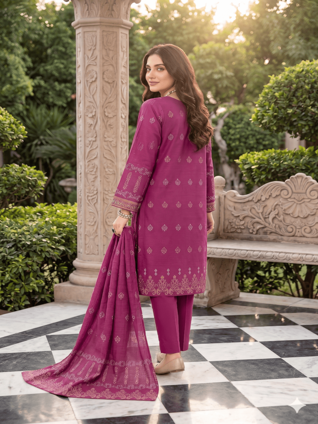 Jacquard Brosha Lawn 3 Piece Suit Unstitched