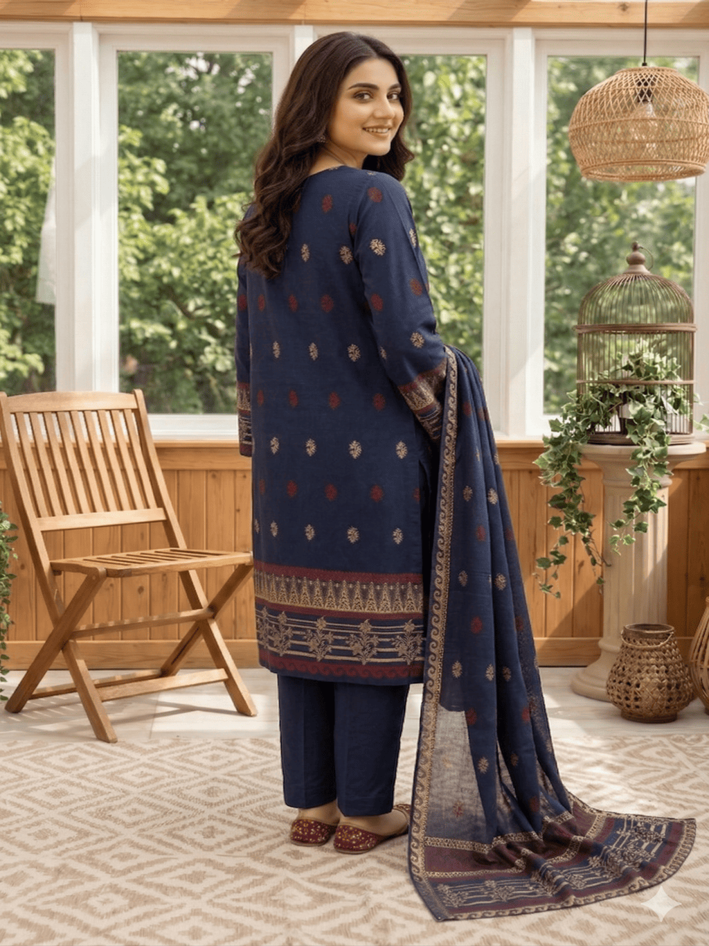 Jacquard Brosha Lawn 3 Piece Suit Unstitched