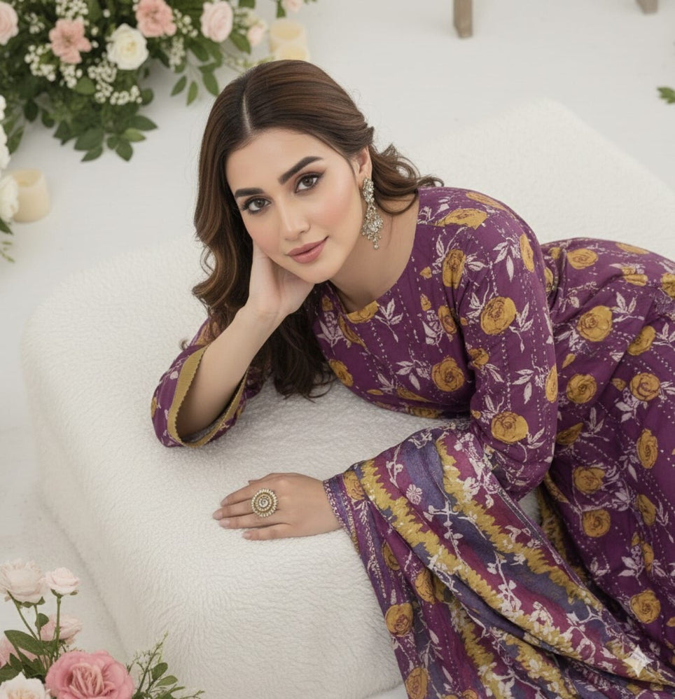 Unstitched Printed Lawn 3 Piece