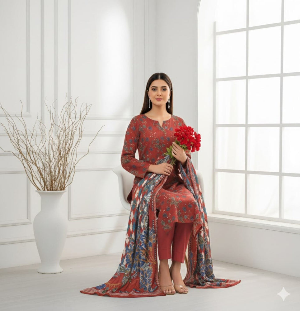 Unstitched Printed Lawn 3 Piece