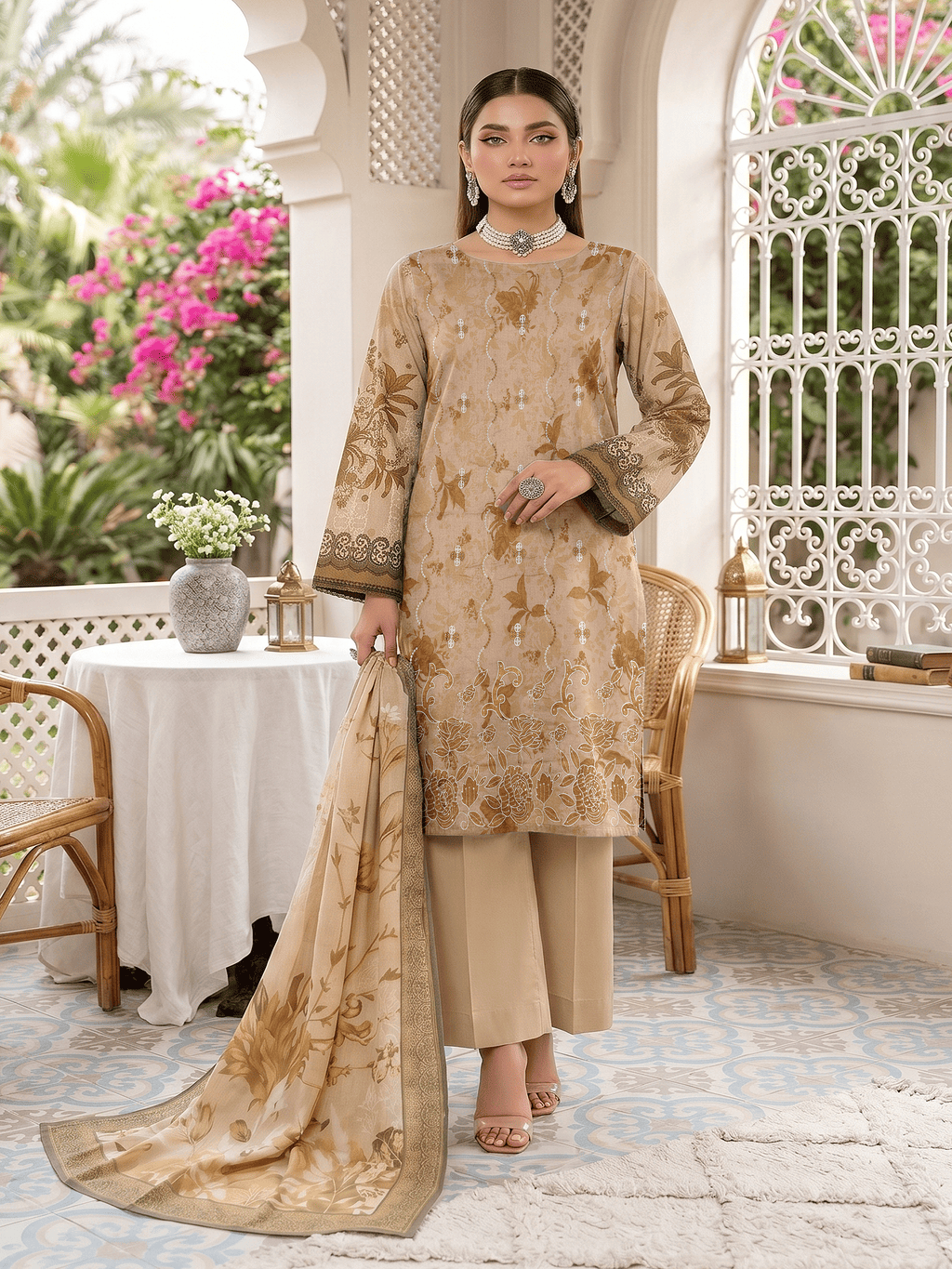 Unstitched Printed Lawn 3 Piece Suit