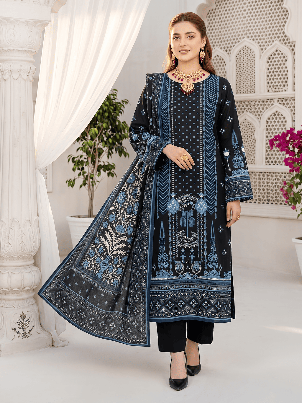 Unstitched Printed Lawn 3 Piece Suit