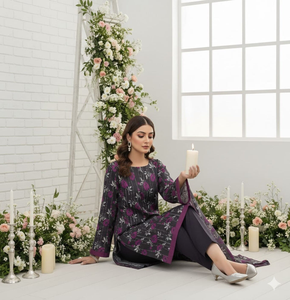 Unstitched Printed Lawn 3 Piece