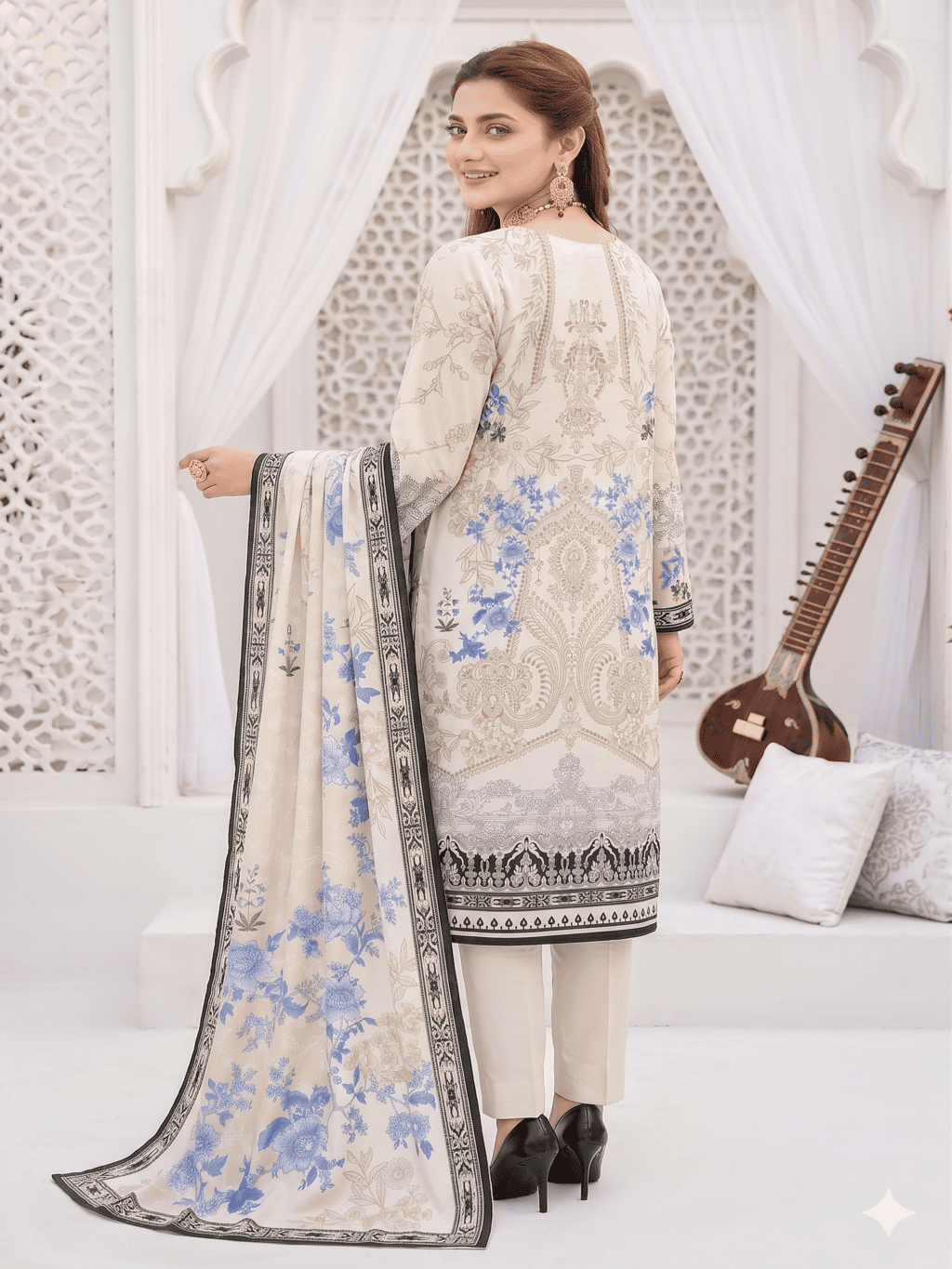 Unstitched Printed Lawn 3 Piece Suit