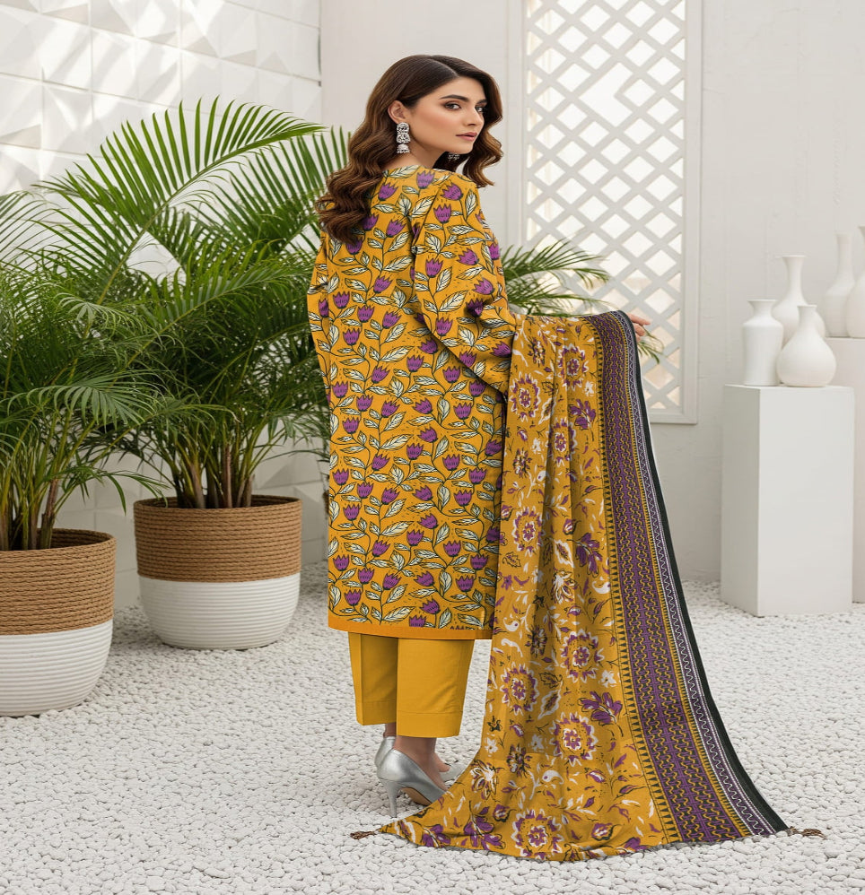 Unstitched Printed Lawn 3 Piece