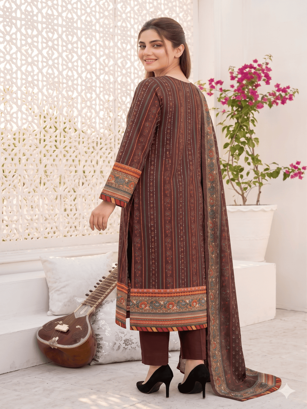 Unstitched Printed Lawn 3 Piece Suit