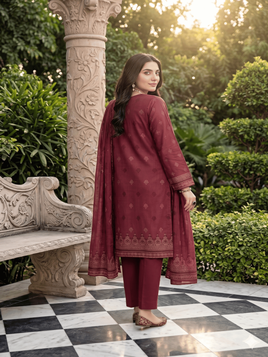 Jacquard Brosha Lawn 3 Piece Suit Unstitched