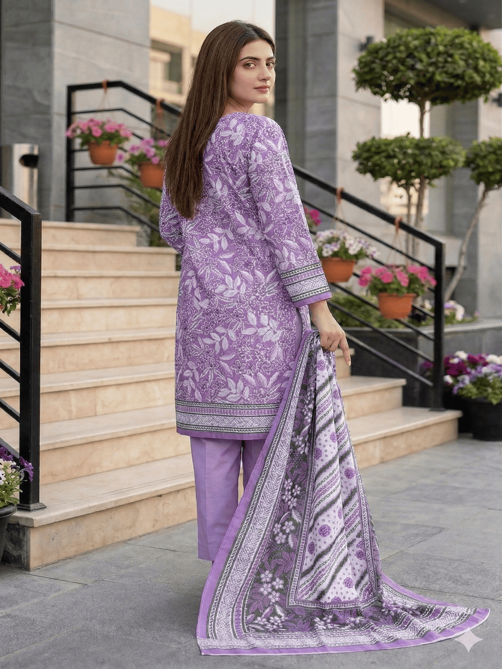 Unstitched Printed Lawn 3 Piece Suit