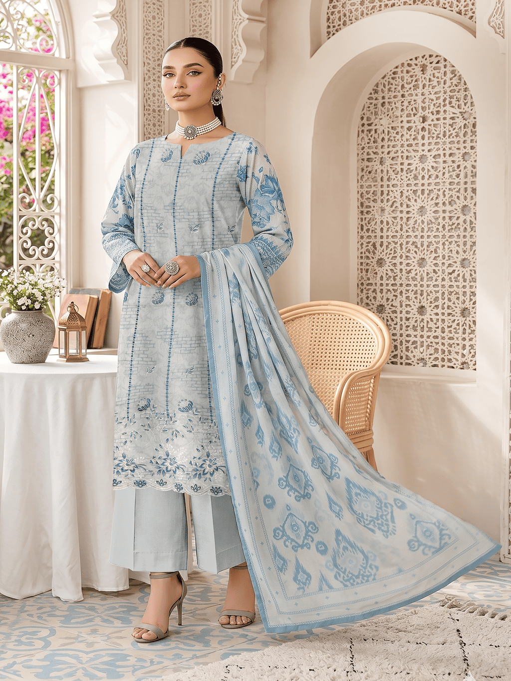 Unstitched Printed Lawn 3 Piece Suit