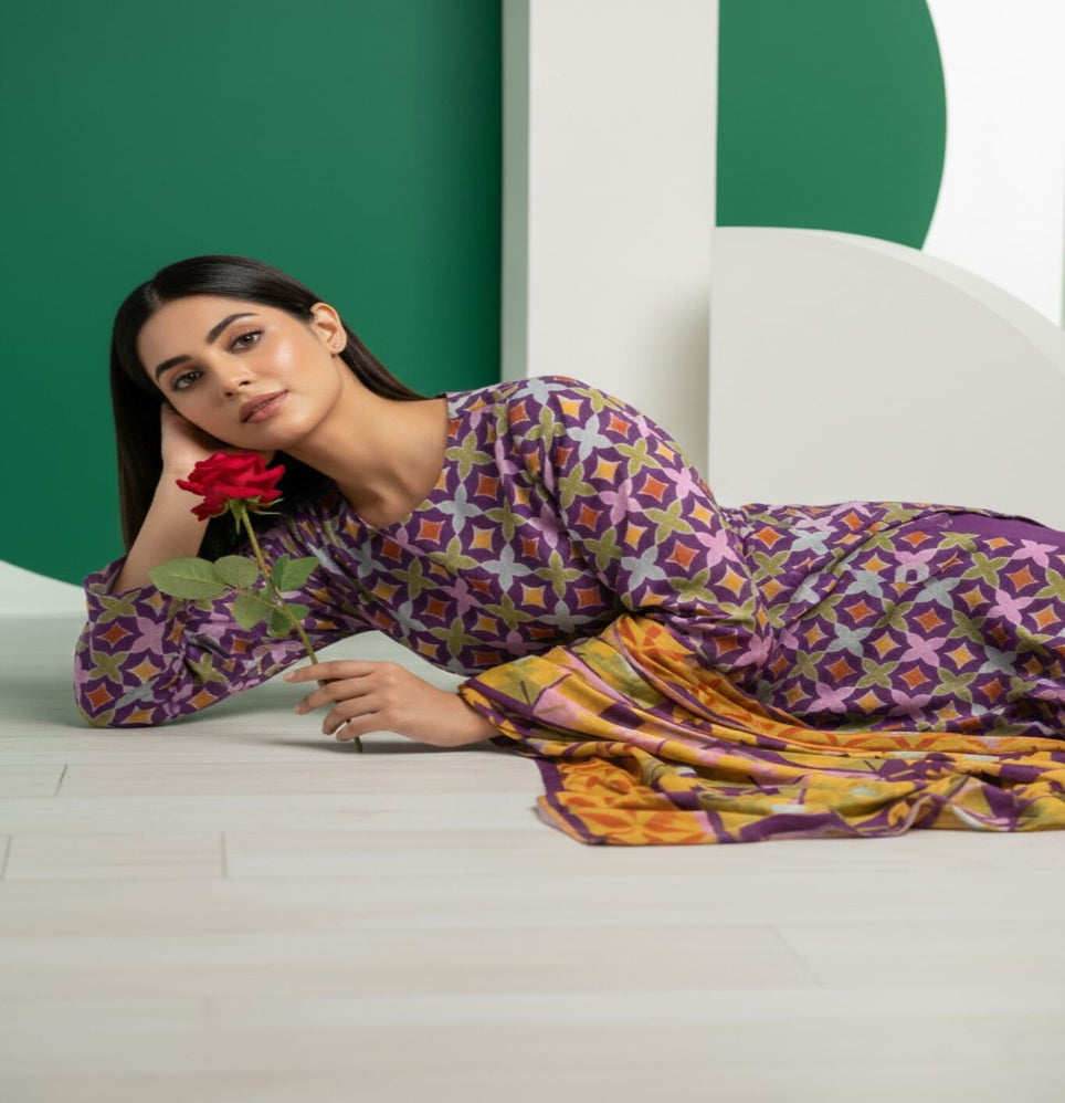 Unstitched Printed Lawn 3 Piece