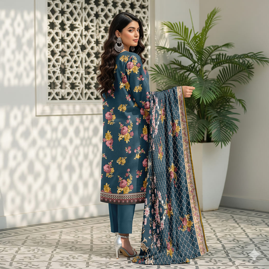 Unstitched Printed Linen Wool 3 Piece