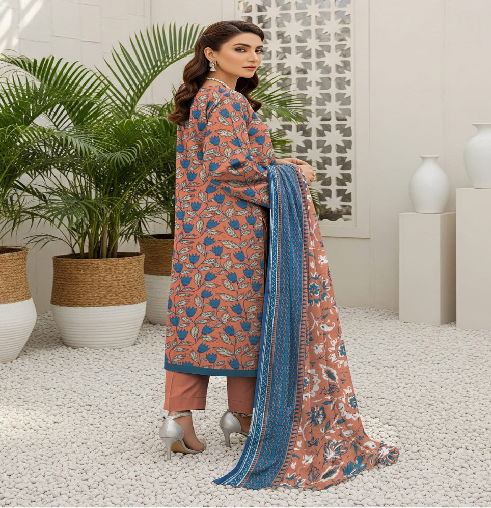 Unstitched Printed Lawn 3 Piece