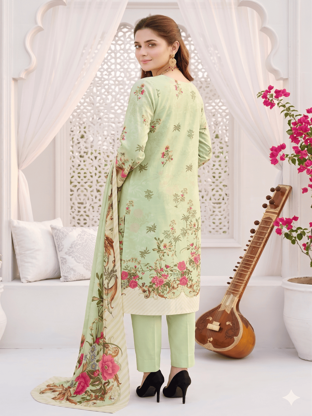 Unstitched Printed Lawn 3 Piece Suit
