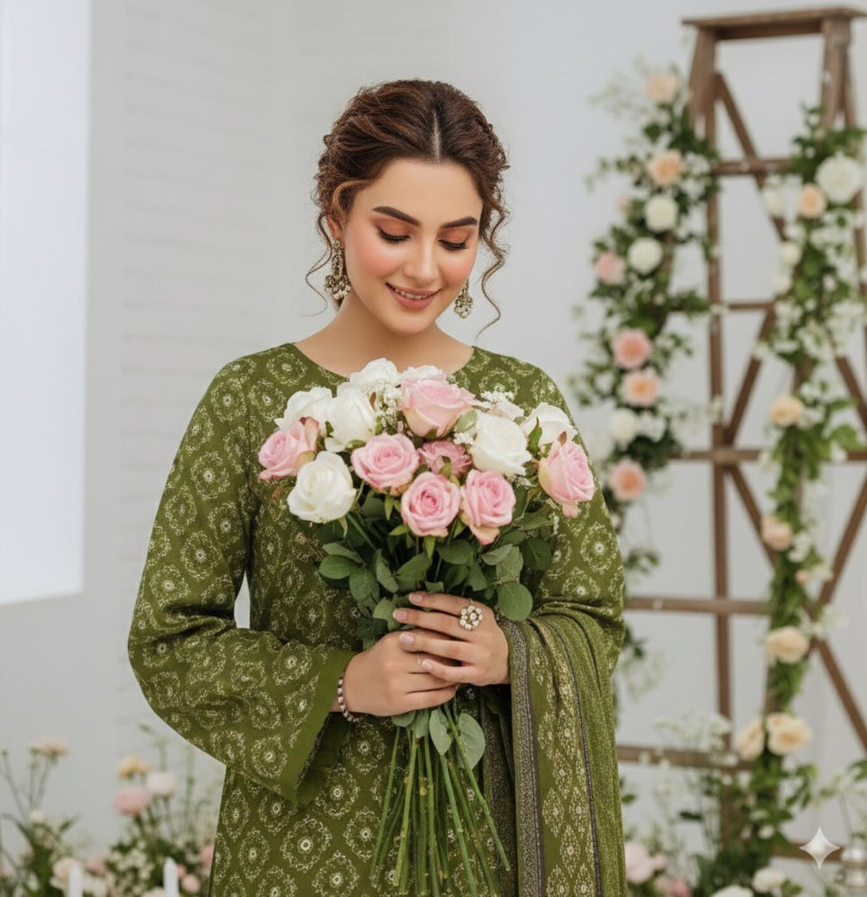 Unstitched Printed Lawn 3 Piece