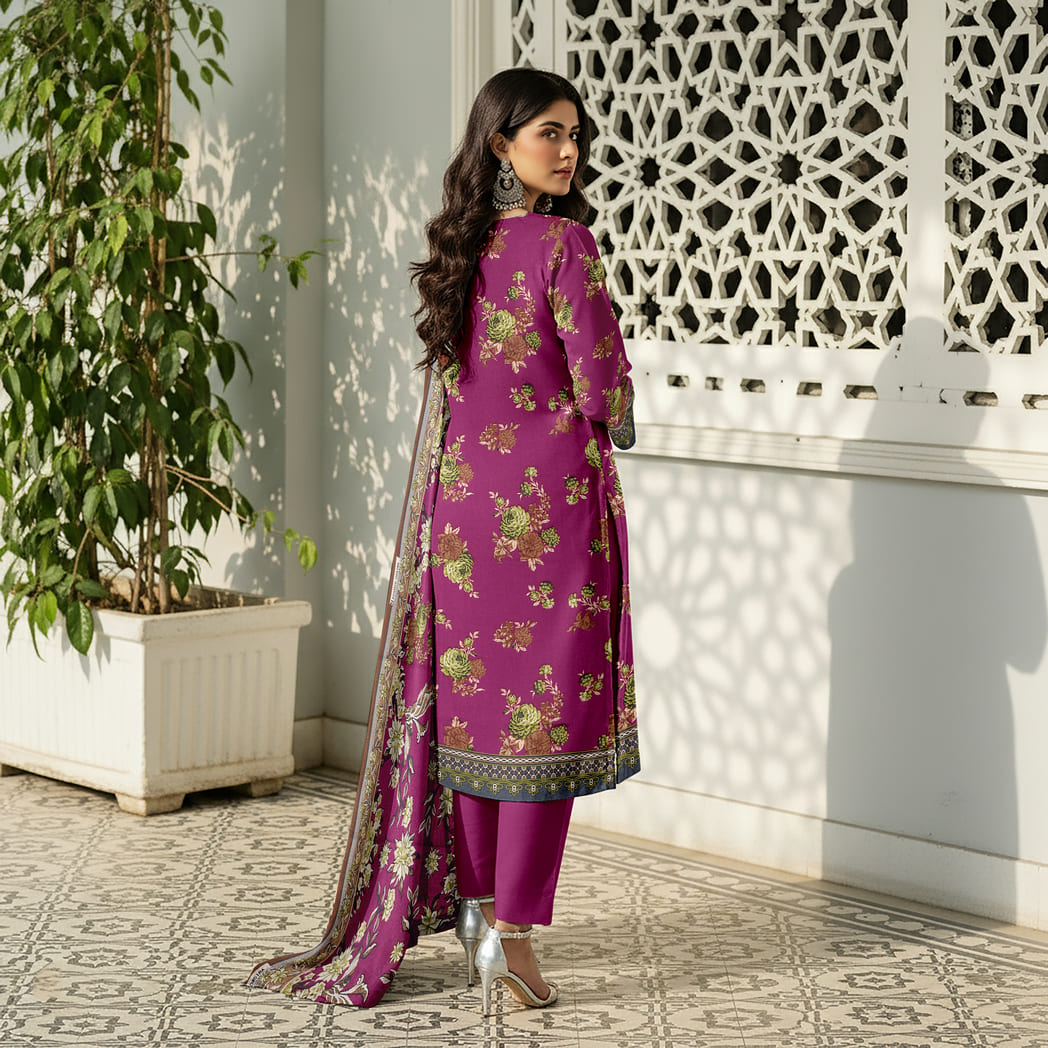 Unstitched Printed Karandi 3 Piece