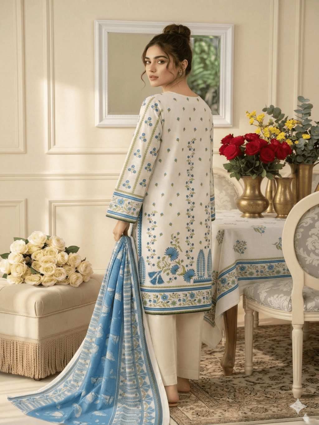 Unstitched Printed Lawn 3 Piece Suit