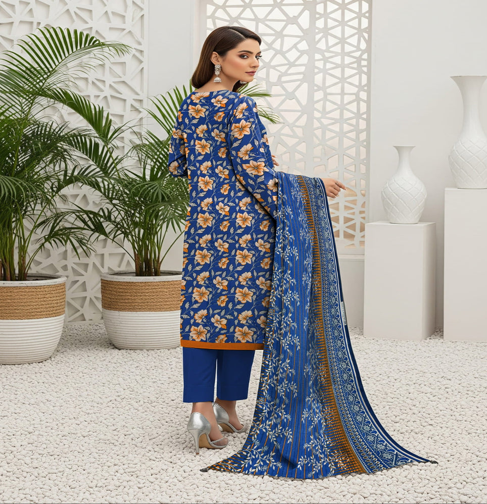 Unstitched Printed Lawn 3 Piece