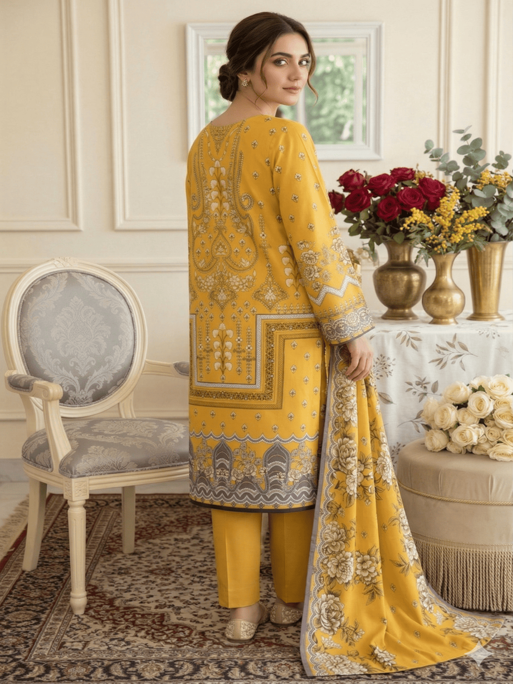 Unstitched Printed Lawn 3 Piece Suit