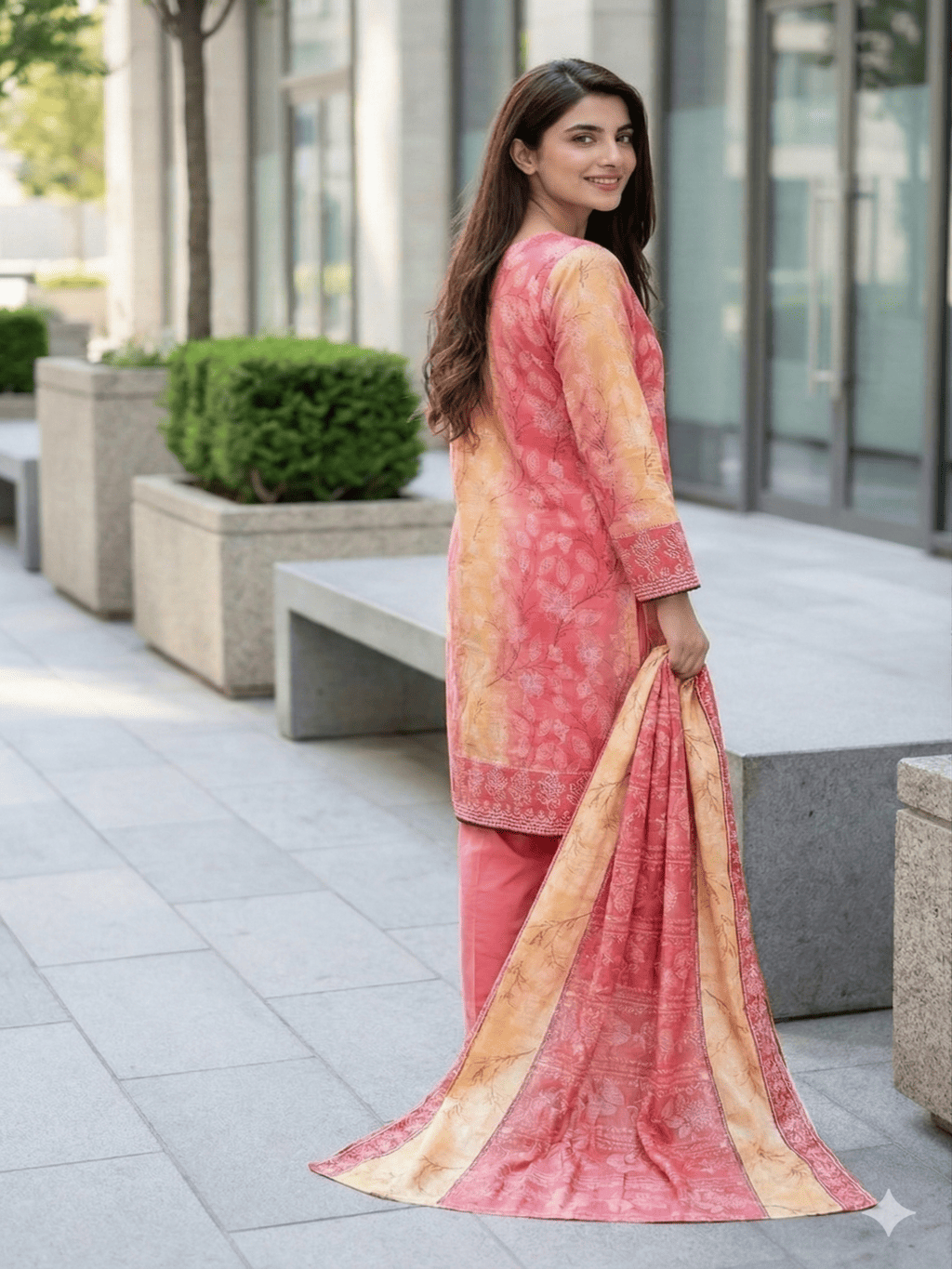 Unstitched Printed Lawn 3 Piece Suit