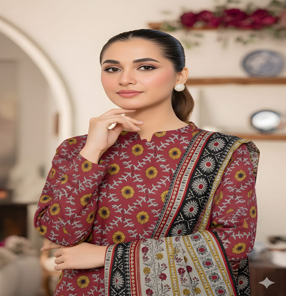 Unstitched Printed Lawn 3 Piece