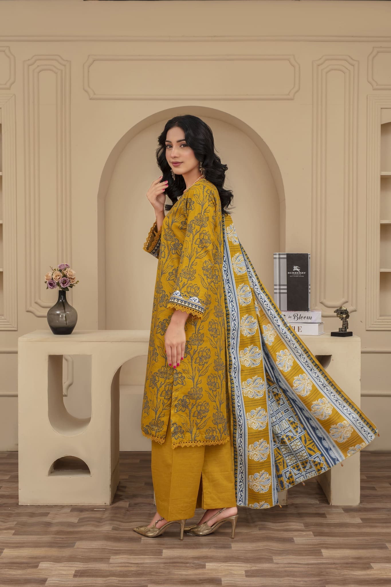 Unstitched Printed Khaddar 3 Piece